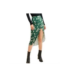 Urban Outfitters Floral Tulip Wrap Skirt | Green & Ivory | Size Small